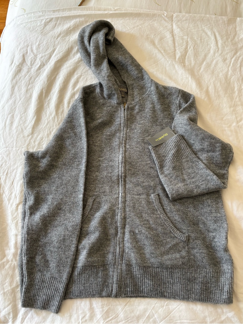 Style&co Gray Hooded Zip Sweater